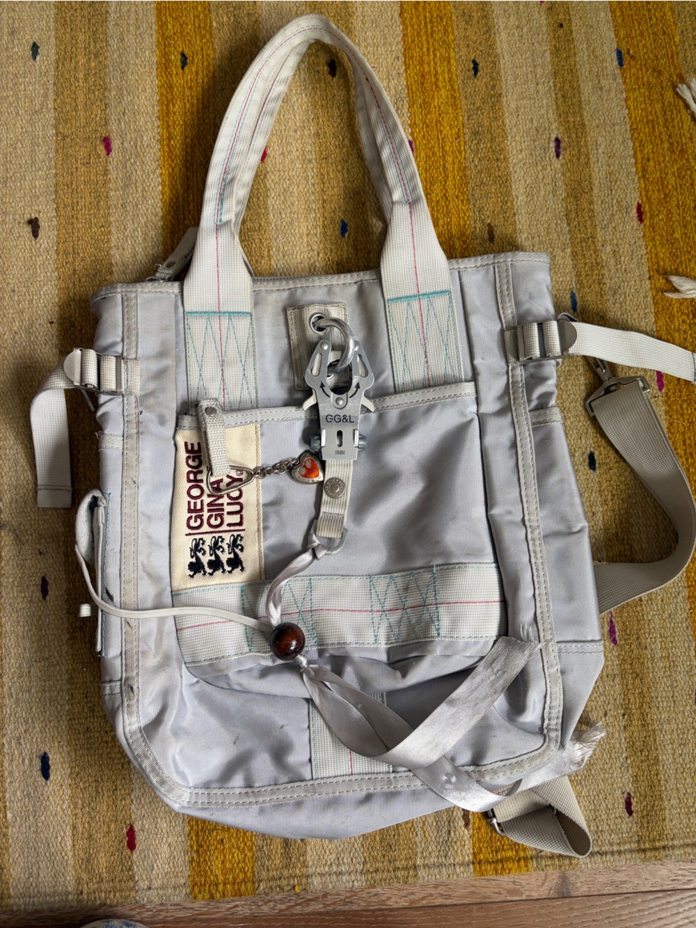 GEORGE GINA & LUCY Light Gray Nylon Tote